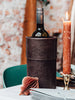 brown leather wine bottle cooler