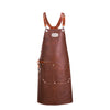 bespoke leather BBQ apron with name in brown color 
