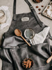 buffalo leather apron grey with cooking tools