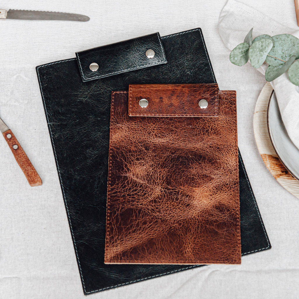 "The Raw Clipboard A5" Leather Clipboard Menu Holder Brickwalls and